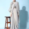 Grey Jacket Style Pre-Stitched Sari In Organza -Riwaayat Store p2230sr03