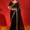 Black Sequins Embellished Saree In Georgette -Riwaayat Store p2231sr01