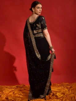 Black Sequins Embellished Saree In Georgette 7 Black Sequins Embellished Saree In Georgette -Riwaayat Store p2231sr01 2