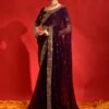 Purple Party Wear Georgette Sari With Embroidery -Riwaayat Store p2231sr10