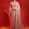 Pink Party Wear Georgette Sari With Embroidery 2 Pink Party Wear Georgette Sari With Embroidery -Riwaayat Store p2231sr11