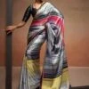 Multicolor Party Wear Satin Sari With Prints -Riwaayat Store p2236sr06