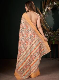 Orange Floral Printed Party Wear Saree -Riwaayat Store p2238sr04 2