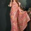 Peach Floral Printed Party Wear Saree