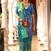 Blue Patola Printed Sari In Silk -Riwaayat Store p2239sr03