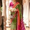 Green Traditional Saree In Patola Silk -Riwaayat Store p2239sr04