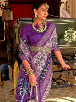 Purple And White Traditional Printed Saree -Riwaayat Store p2243sr04 1