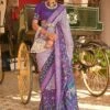 Purple And White Traditional Printed Saree -Riwaayat Store p2243sr04