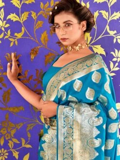 Grey Triangular Pattern Printed Saree In Silk 9 Grey Triangular Pattern Printed Saree In Silk -Riwaayat Store p2244sr03 1 1