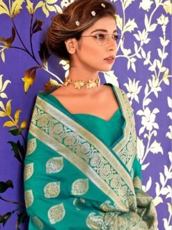 Brown Geometric Pattern Printed Silk Saree -Riwaayat Store p2244sr05 1 2