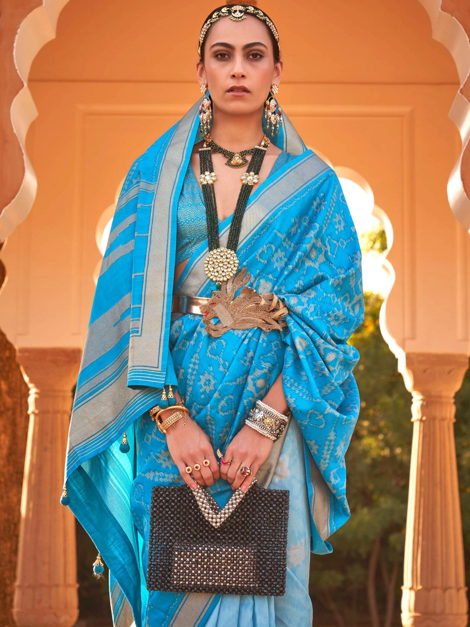 Blue Traditonal Wear Printed Saree 4 Blue Traditonal Wear Printed Saree - Image 2