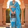 Blue Traditonal Wear Printed Saree 2 Blue Traditonal Wear Printed Saree -Riwaayat Store p2245sr10