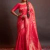 Pink Bridal Saare With Zari Weaving -Riwaayat Store p2248sr01