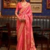 Peach Traditional Styled Saree In Art Silk