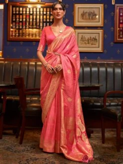 Peach Traditional Styled Saree In Art Silk