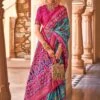 Blue Patola Printed Saree In Silk