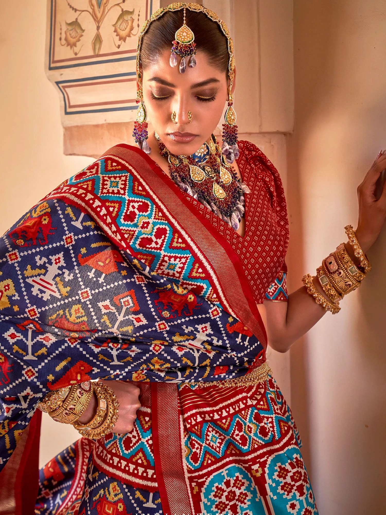 Blue Patola Printed Silk Saree With Blouse 4 Blue Patola Printed Silk Saree With Blouse - Image 2