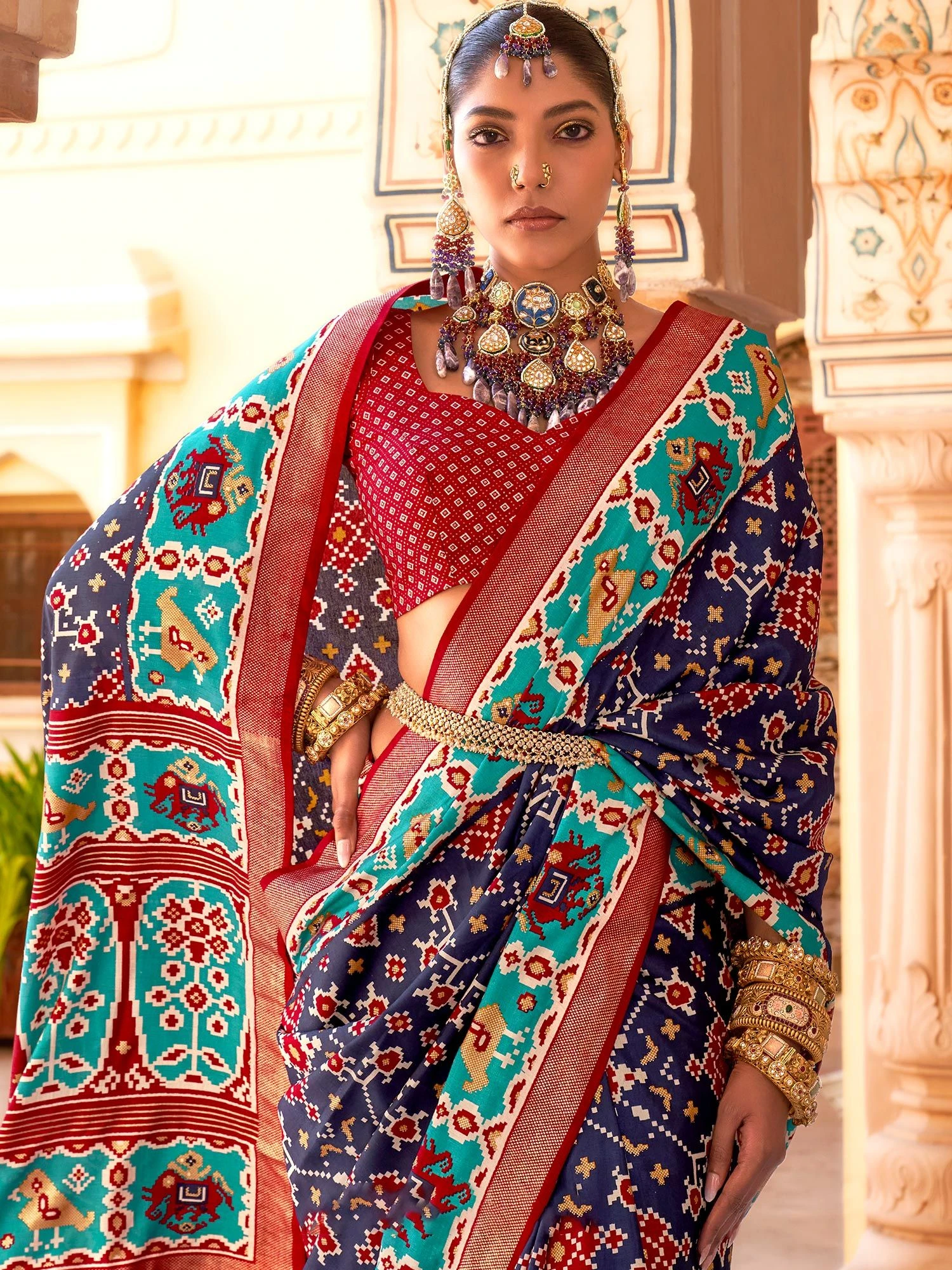 Blue Traditional Saree In Silk With Blouse 4 Blue Traditional Saree In Silk With Blouse - Image 2