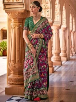 Pink Patola Printed Saree In Silk