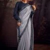 Blue Organza Saree With Stone Work Border -Riwaayat Store p2252sr05