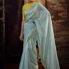 Blue Organza Stone Embellished Saree With Blouse -Riwaayat Store p2252sr15