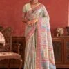 Green Floral Woven Pashmina Silk Saree