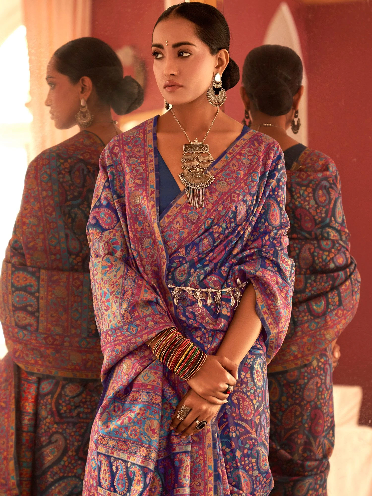 Blue Party Wear Resham Work Saree 4 Blue Party Wear Resham Work Saree - Image 2