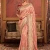 Peach Traditional Saree With Zari Embellished Borders 1 Peach Traditional Saree With Zari Embellished Borders -Riwaayat Store p2255sr03