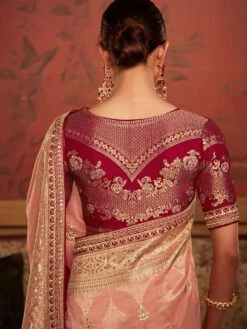 Peach Traditional Saree With Zari Embellished Borders -Riwaayat Store p2255sr03 2