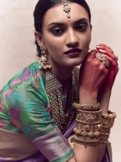 Purple Zari Woven Silk Saree With Blouse -Riwaayat Store p2257sr06 1 3