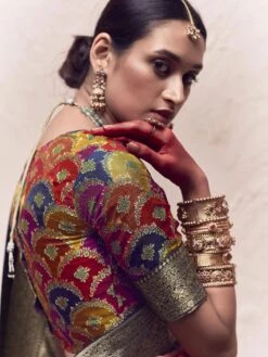 Blue Traditional Silk Saree With Zari Woven Blouse -Riwaayat Store p2257sr10 2 2