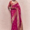 Pink Bridal Saree With Zari Woven In Silk -Riwaayat Store p2257sr11