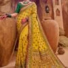 Yellow Banarasi Silk Saree With Embroidery Work -Riwaayat Store p2258sr01 1