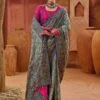 Grey Banarasi Silk Saree With Embroidered Blouse -Riwaayat Store p2258sr03 1