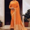 Orange Art Silk Saree In Digital Prints With Blouse -Riwaayat Store p2266sr03