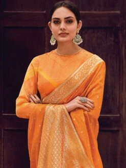 Orange Art Silk Saree In Digital Prints With Blouse 7 Orange Art Silk Saree In Digital Prints With Blouse -Riwaayat Store p2266sr03 2
