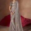 Grey Party Wear Saree In Bandhej With Blouse 2 Grey Party Wear Saree In Bandhej With Blouse -Riwaayat Store p2268sr05