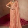 Peach Bandhej Printed Saree With Embroidered Blouse -Riwaayat Store p2268sr06