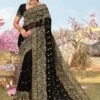 Black Zari Woven Saree In Silk With Blouse -Riwaayat Store p2269sr01
