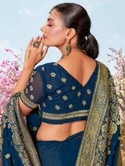 Blue Zari Weave Patterns Saree In Silk With Blouse -Riwaayat Store p2269sr06 2