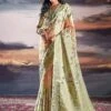Green Digital Printed Shaded Saree In Satin -Riwaayat Store p2273sr01