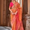 Orange Zari Woven Saree In Art Silk With Blouse -Riwaayat Store p2274sr01