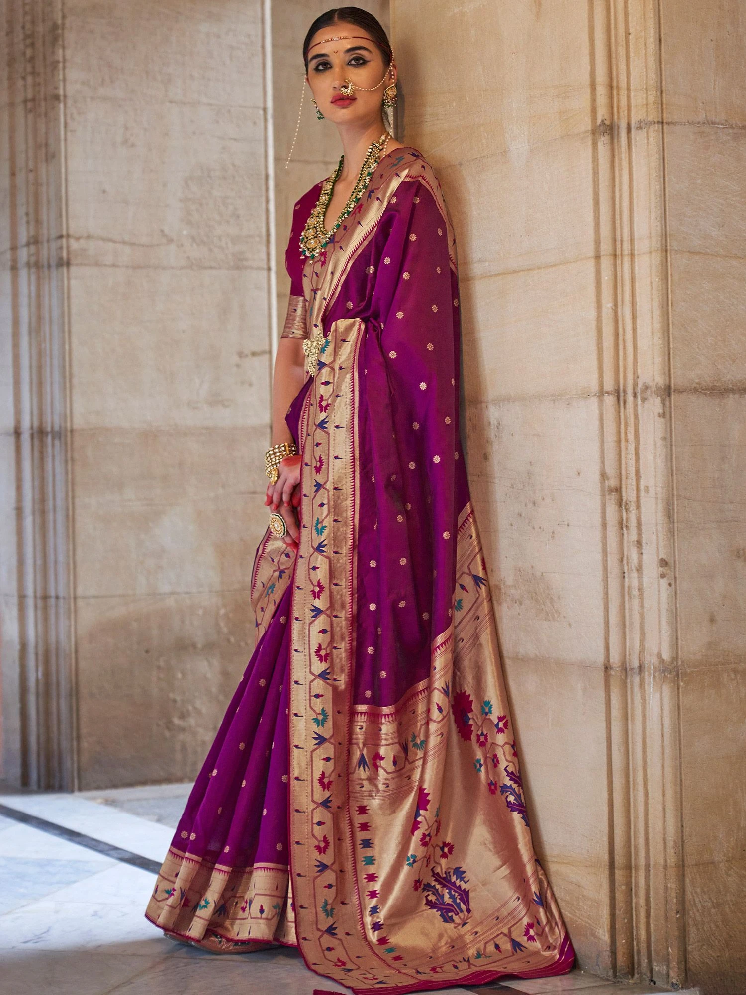 Purple Zari Embellished Saree In Art Silk 3 Purple Zari Embellished Saree In Art Silk