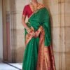 Green Party Wear Saree With Zari Work 2 Green Party Wear Saree With Zari Work -Riwaayat Store p2274sr05
