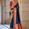 Blue Art Silk Saree With Blouse In Zari Woven