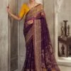 Purple Weaving Pattern Saree In Brasso With Blouse -Riwaayat Store p2275sr03