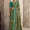Green Casual Wear Brasso Saree With Blouse -Riwaayat Store p2275sr04
