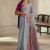 Blue Casual Wear Saree With Blouse In Brasso -Riwaayat Store p2275sr07