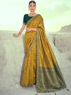 Yellow Woven Casual Wear Saree In Art Silk