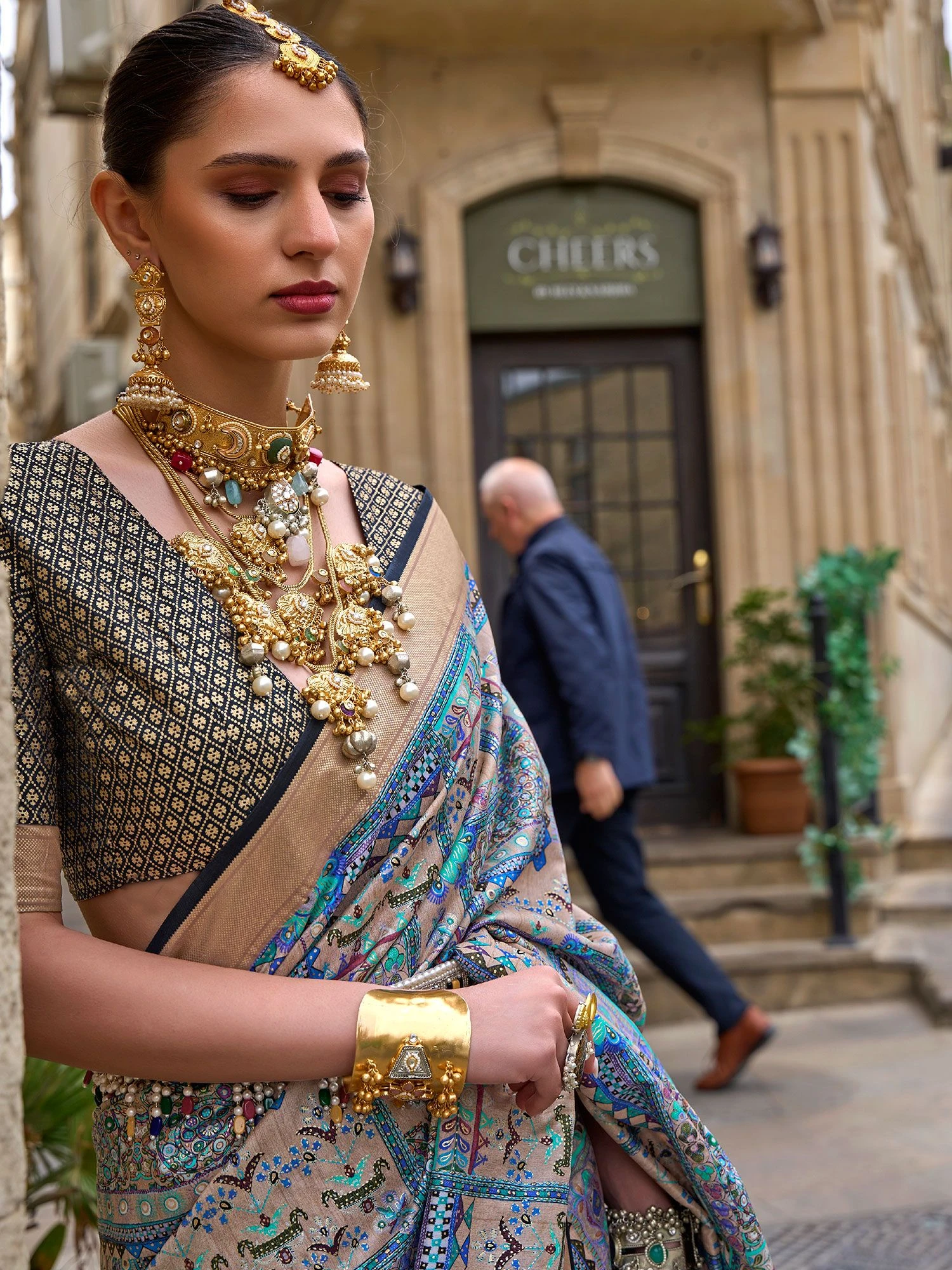 Blue Party Wear Printed Silk Saree 4 Blue Party Wear Printed Silk Saree - Image 2